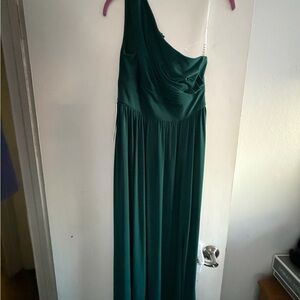 Azazie One-Shoulder Dress in Deep Green